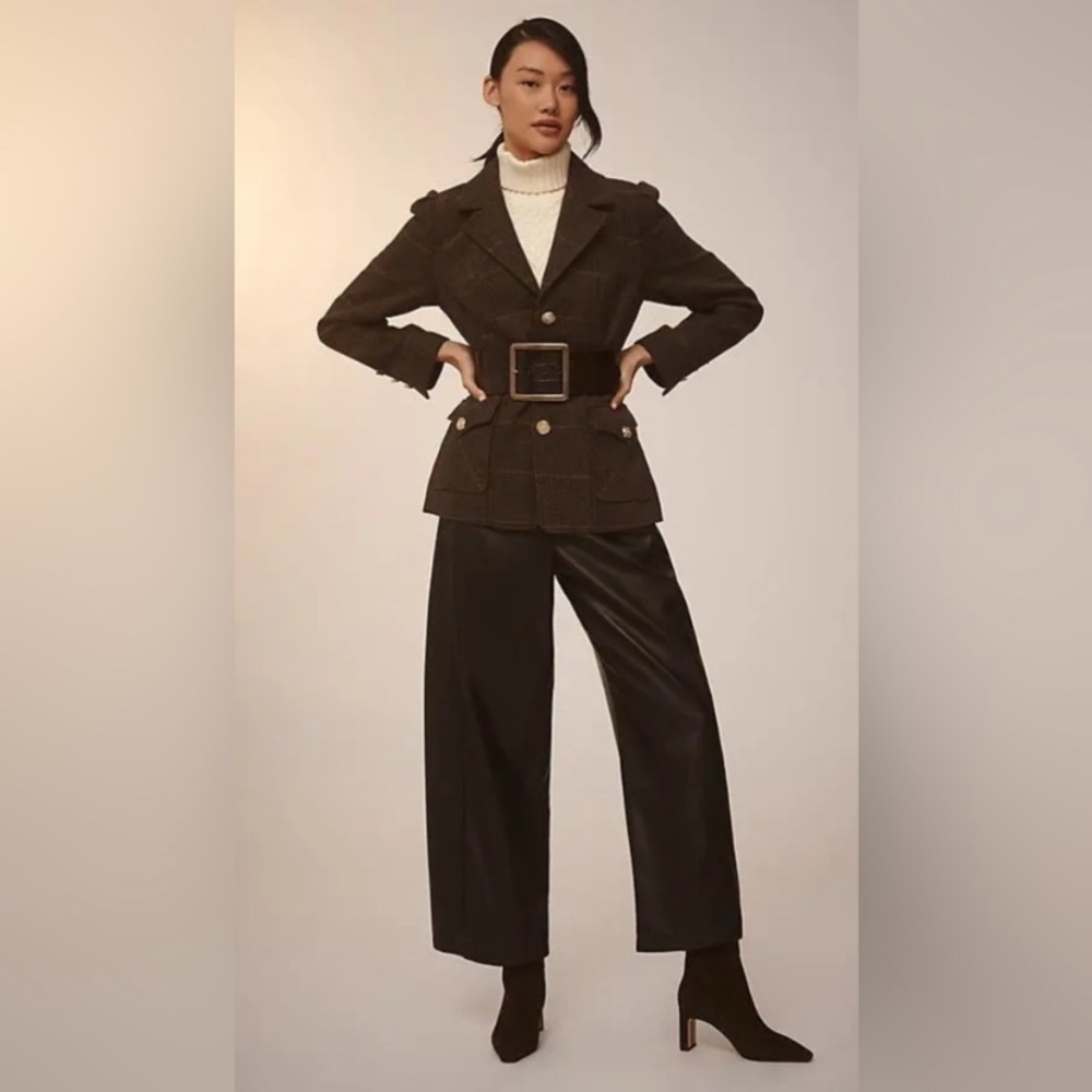 Anthropologie Elegant Black Wide Leg Trousers
